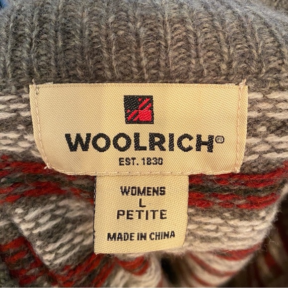 Vintage Woolrich Lambswool Fair Isle Nordic Half Zip Sweater Sage Heather LP - Picture 5 of 6